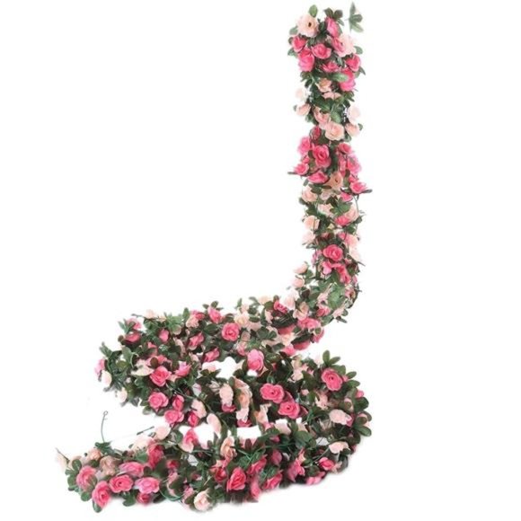 Other - 5 Pack 41 FT Fake Rose Vine Flowers Plants Artificial Flower Hanging Rose Ivy